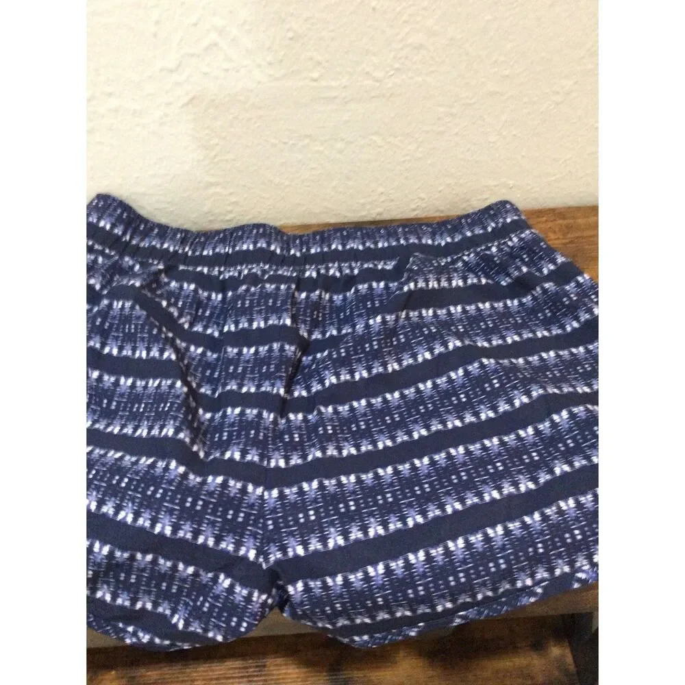 Athleta Ikat Sway Shorts- Medium-blue and white-print-VNC